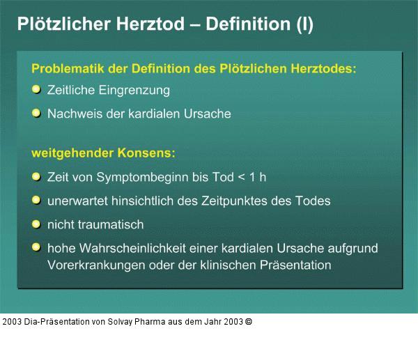 Plötzlicher Herztod – Definition (I)