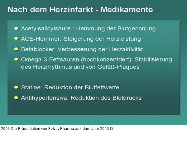 Nach dem Herzinfarkt - Medikamente