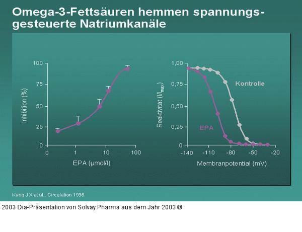 Omega-3-Fettsäuren hemmen spannungs-gesteuerte Natriumkanäle