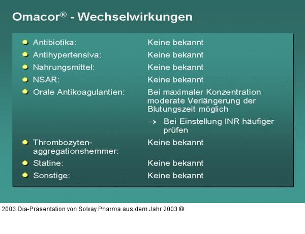 Omacor(R) - Wechselwirkungen