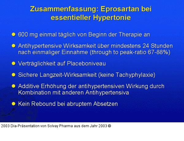 Zusammenfassung: Eprosartan bei essentieller Hypertonie