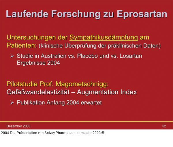 Eprosartan - Forschung