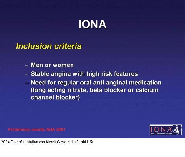 IONA - inclusion criteria