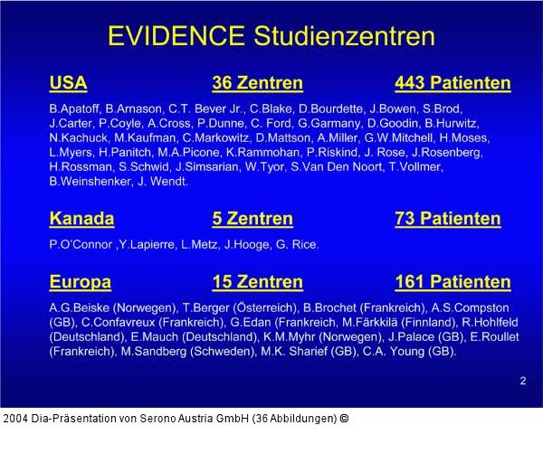 EVIDENCE-Studienzentren