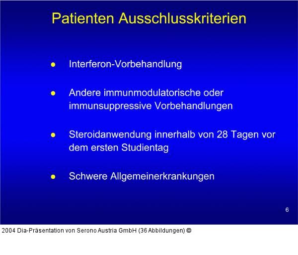 EVIDENCE - Ausschlußkriterien