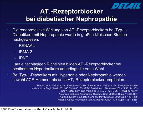 Diabetische Nephropathie - AT1-Rezeptorblocker