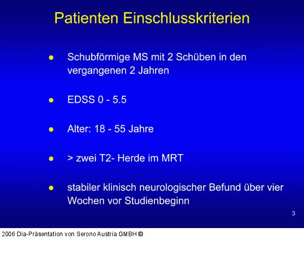 Patienten - Einschlußkriterien