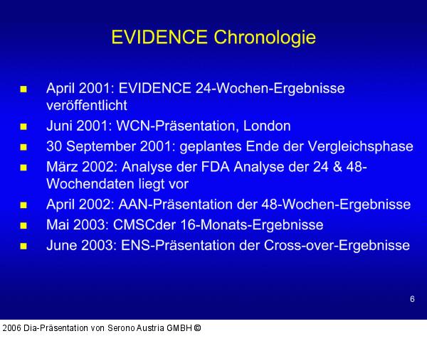 EVIDENCE - Chronologie